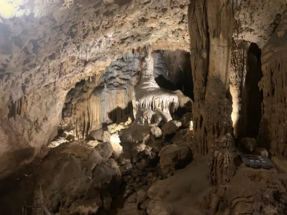 Columns occur inside the Florida caves whenever stalactites and stalagmites meet in the middle. 
