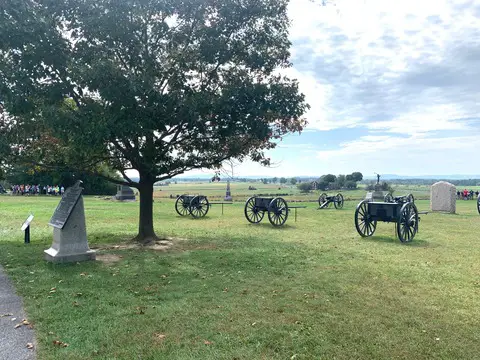 Historic guns stand silent at the Gettysburg Civil War site in Pennsylvania. 