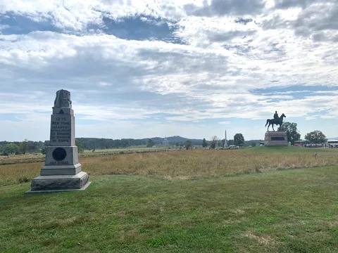 Monuments at Gettysburg Civil War site in Pennsylvania. 