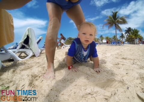 Sand... sand... everywhere there's sand! So take plenty of extra clothes to keep baby dry and sand-free.