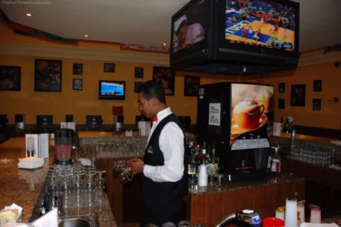 Our favorite bartender at the RIU Palace Hotel in Aruba. This is the sports bar in our hotel