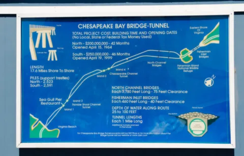 The Chesapeake Bay Bridge Tunnel map