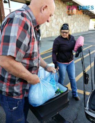 I took a heavy-duty Ziploc Big Bag for a way to carry ice from the hotel ice machines to our motorcycle cooler. 