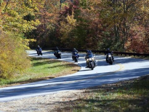 Motorcycle rides are a great way to experience fall foliage.