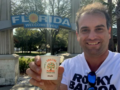 You get free orange juice at the Florida Welcome Center!