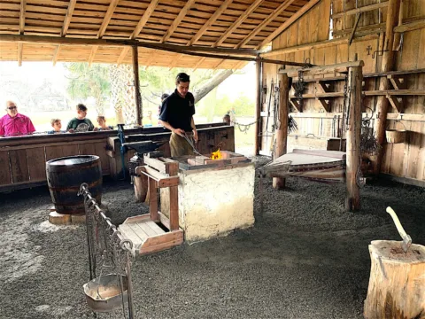 The blacksmith demo at the Fountain of Youth Archaeological Park show you how everyday metal items (like construction nails) were made back then.