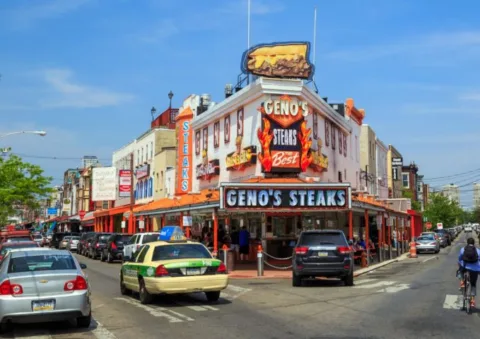 Geno's Steaks is one of the top 3 cheesesteak places in Philly.