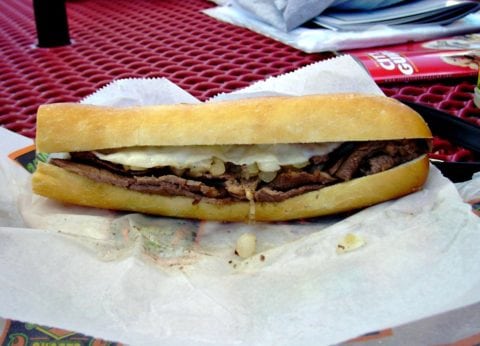 Another runner-up in my search of the best Philly cheesesteak in Philly is Geno's Steaks.