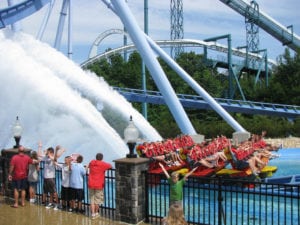 The Griffon roller coaster is a floorless dive roller coaster! It was the first of its kind to use floorless trains.