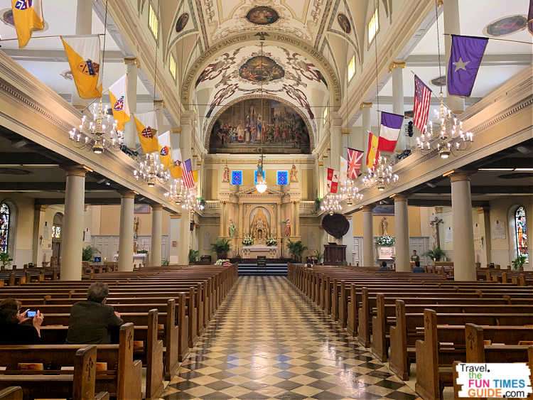 Inside the main sanctuary at St. Louis Cathedral. photo by Joshua at TheFunTimesGuide.com Inside the main sanctuary at St. Louis Cathedral New Orleans.