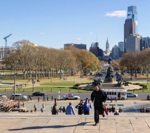 jogging up the rocky steps in philadelphia