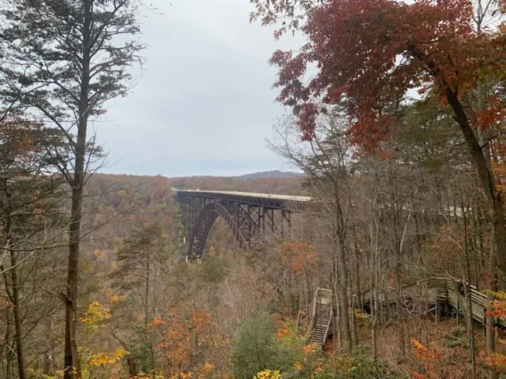 The New River Gorge Bridge spans the New River in West Virginia.