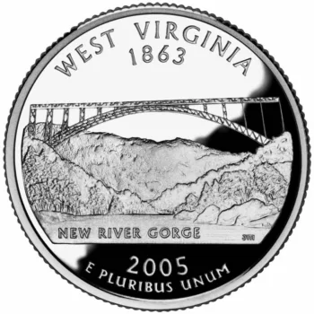 The 2005 New River Gorge West Virginia State Quarter. 