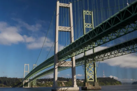 The Tacoma Narrows Bridge is one of the longest suspension bridges in America