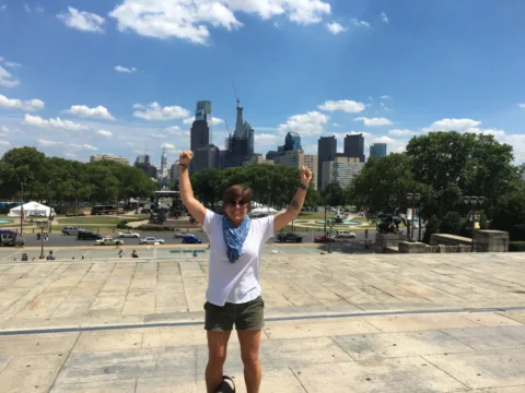 view from the summit of the Rocky Steps in Philadelphia