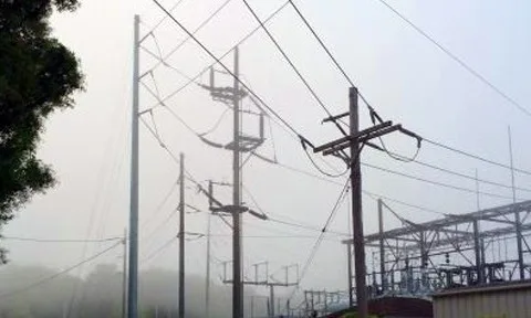 Utility poles and the sub station
