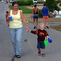 Abby and Evan walking to the beach to watch the sunset.