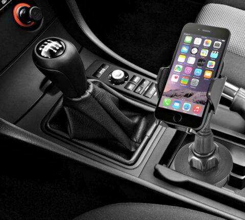 A car cup holder phone holder for rideshare drivers